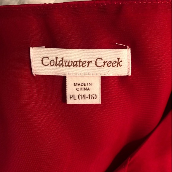 Coldwater Creek Elegant Red Button Up Satin Blouse L/S Hidden Buttons - Picture 5 of 6
